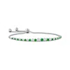 Angara Graduated Bezel-set Emerald And Diamond Bolo Bracelet In White Gold/rich Green