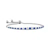 Angara Lab-grown Graduated Bezel-set Blue Sapphire And Lab Diamond Bolo Bracelet In White Gold/deep Rich Blue