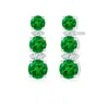 Angara Graduated Emerald And Diamond Journey Earrings In Platinum/rich Green