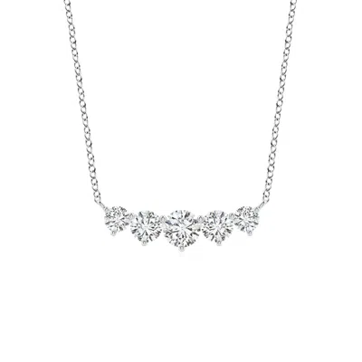 Angara Graduated Five Stone Round Diamond Necklace In Metallic