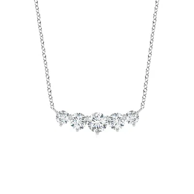 Angara Graduated Five Stone Round Lab-grown Diamond Necklace In Metallic