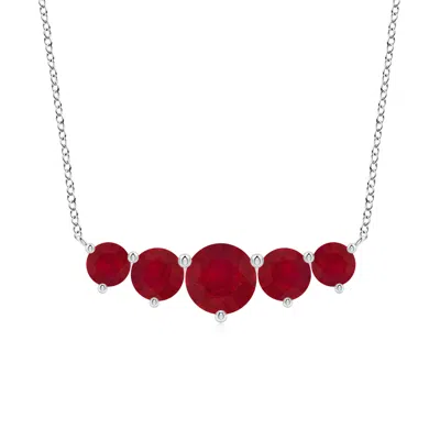 Angara Graduated Five Stone Round Ruby Necklace In Burgundy