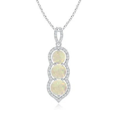 Angara Graduated Floating Three Stone Opal Pendant In Metallic
