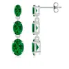 Angara Graduated Oval Lab-grown Emerald Three Stone Earrings In White Gold/rich Green