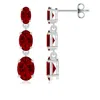 Angara Graduated Oval Lab-grown Ruby Three Stone Earrings In White Gold/deep Rich Red