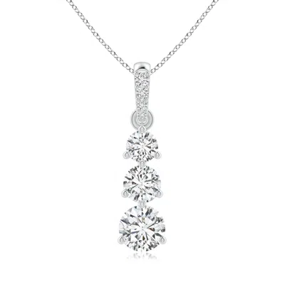 Angara Graduated Prong-set Round Diamond Pendant In White