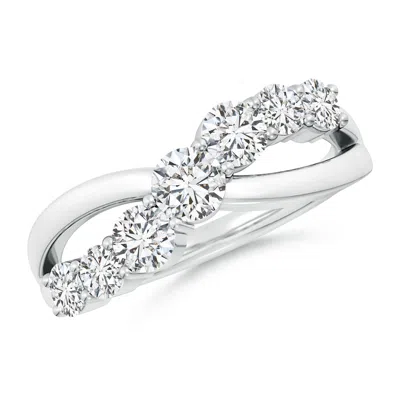 Angara Graduated Round Diamond Broad Fashion Ring In White