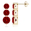 Angara Graduated Round Lab-grown Ruby Three Stone Earrings In Yellow Gold/deep Rich Red