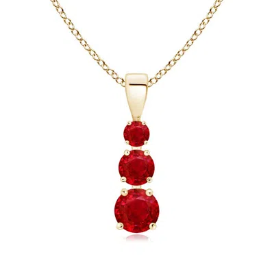 Angara Graduated Round Ruby Three Stone Pendant In Red