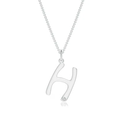 Angara Gypsy Set Diamond Capital "h" Initial Pendant In Metallic