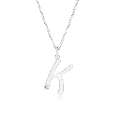 Angara Gypsy Set Diamond Capital "k" Initial Pendant In Metallic