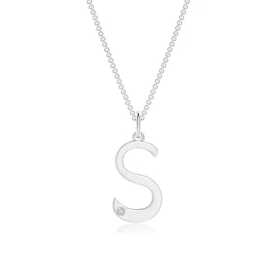 Angara Gypsy Set Diamond Capital "s" Initial Pendant In Metallic