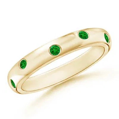 Angara Gypsy Set Emerald High Dome Wedding Ring In Green