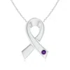 Angara Gypsy-set Round Amethyst Ribbon Pendant In White Gold/dark Purple