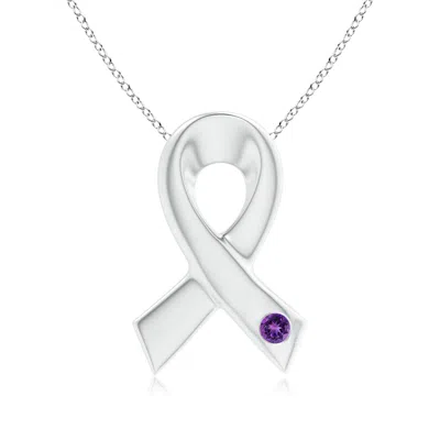 Angara Gypsy-set Round Amethyst Ribbon Pendant In Metallic