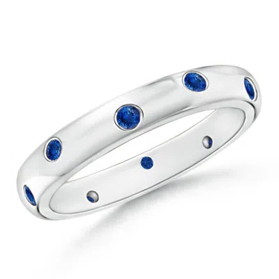 Angara Gypsy Set Round Blue Sapphire Eternity Wedding Ring In Metallic