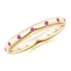 Angara Gypsy-set Round Pink Sapphire Eternity Ring In Yellow Gold/medium Pink