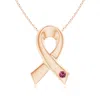 Angara Gypsy-set Round Pink Tourmaline Ribbon Pendant In Rose Gold/rich Pink