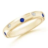 Angara Gypsy Set Sapphire And Diamond High Dome Wedding Ring In Yellow Gold/deep Rich Blue
