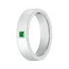 Angara Gypsy Set Square Emerald Solitaire Wedding Ring For Men In White Gold/rich Medium Green