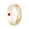 Angara Gypsy Set Square Ruby Solitaire Wedding Ring For Men In Yellow Gold/medium Red