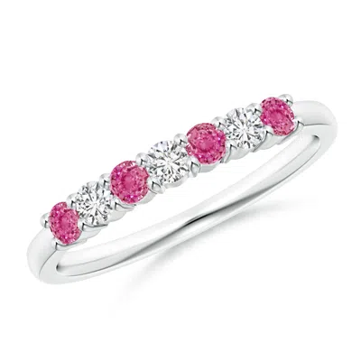 Angara Half Eternity 7 Stone Pink Sapphire & Diamond Wedding Ring In Metallic