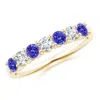 Angara Half Eternity 7 Stone Tanzanite And Diamond Wedding Ring In Yellow Gold/deep Rich Violet Blue