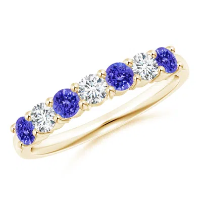 Angara Half Eternity 7 Stone Tanzanite And Diamond Wedding Ring In Gold