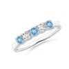 Angara Half Eternity Five Stone Aquamarine And Diamond Wedding Ring In White Gold/swiss Blue