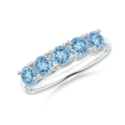 Angara Half Eternity Five Stone Aquamarine Wedding Ring In Blue