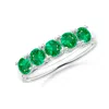 Angara Half Eternity Five Stone Emerald Wedding Band In White Gold/rich Medium Green