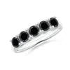 Angara Half Eternity Five Stone Enhanced Black Diamond Wedding Ring In White Gold/black