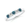 Angara Half Eternity Five Stone Enhanced Blue And White Diamond Wedding Ring In Platinum/teal Blue
