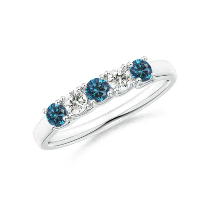 Angara Half Eternity Five Stone Enhanced Blue And White Diamond Wedding Ring