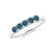 Angara Half Eternity Five Stone Enhanced Blue Diamond Wedding Ring In Platinum/teal Blue