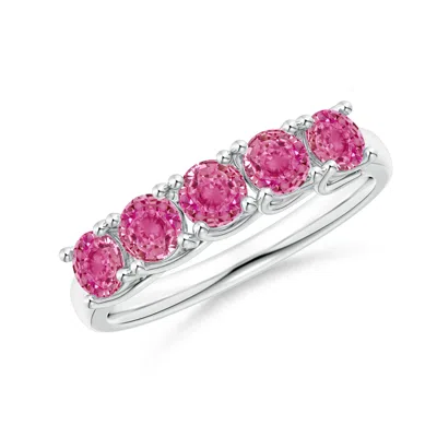 Angara Half Eternity Five Stone Pink Sapphire Wedding Ring