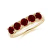Angara Half Eternity Five Stone Ruby Wedding Band In Yellow Gold/deep Rich Red
