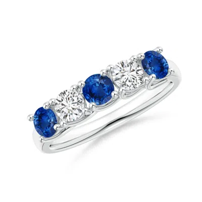Angara Half Eternity Five Stone Sapphire And Diamond Wedding Band In Metallic