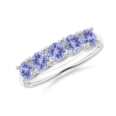 Angara Half Eternity Five Stone Tanzanite Wedding Band