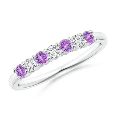Angara Half Eternity Seven Stone Amethyst And Diamond Wedding Ring In Metallic