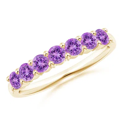 Angara Half Eternity Seven Stone Amethyst Wedding Ring In Gold