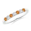 Angara Half Eternity Seven Stone Citrine And Diamond Wedding Ring In White Gold/deep Golden
