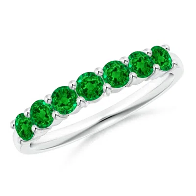 Angara Half Eternity Seven Stone Emerald Wedding Ring In Green