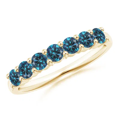Angara Half Eternity Seven Stone Enhanced Blue Diamond Wedding Ring In Gold
