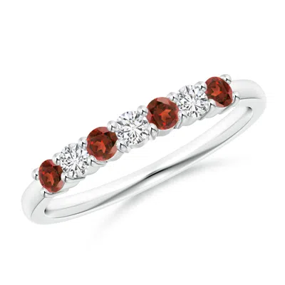 Angara Half Eternity Seven Stone Garnet And Diamond Wedding Ring In Metallic
