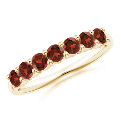 Angara Half Eternity Seven Stone Garnet Wedding Ring In Gold