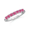 Angara Half Eternity Seven Stone Pink Sapphire Wedding Band