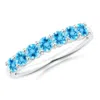 Angara Half Eternity Seven Stone Swiss Blue Topaz Wedding Ring In Platinum/swiss Blue
