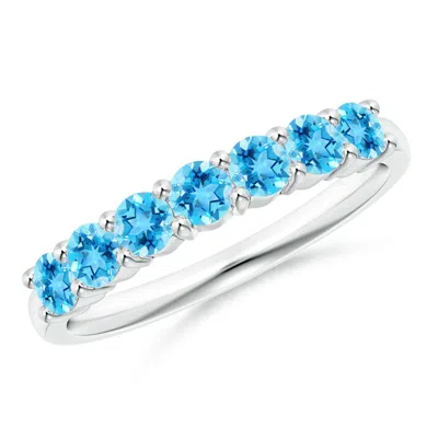 Angara Half Eternity Seven Stone Swiss Blue Topaz Wedding Ring