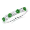 Angara Half Eternity Seven Stone Tsavorite And Diamond Wedding Ring In White Gold/bright Deep Green